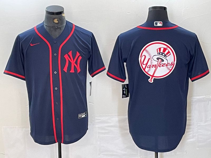 Men New York Yankees Blank Blue Third generation joint name Nike 2024 MLB Jersey style 18->new york yankees->MLB Jersey
